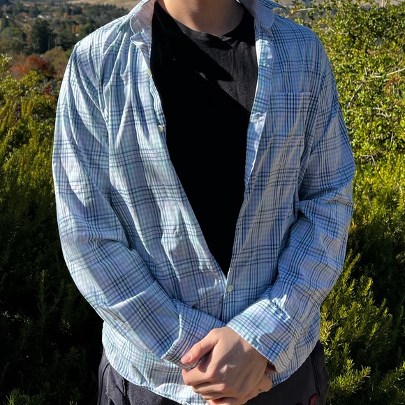 VAN HEUSEN MEN FLEX SLIM FIT LONG SLEEVE BUTTON DOWN SHIRT CHECK PLAID SUIT STUD - Picture 12 of 16